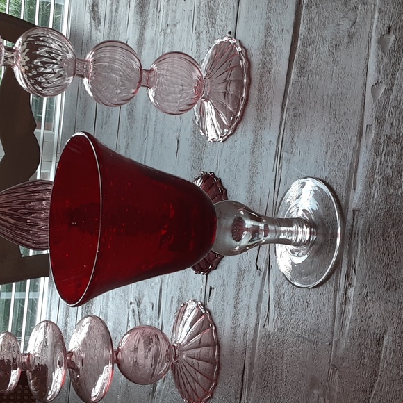 ARTLAND IRIS RUBY WATER GOBLET  1990's Blown Glass - Picture 4 of 7